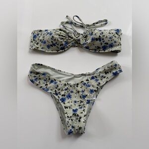 ABERCROMBIE & FITCH 2-pc Bikini Set ~Mint Blue Floral Cheeky ~ Top M ~ Bottom XS